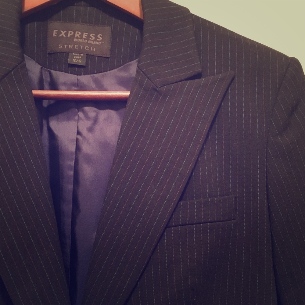 Express stretch fitted structured short blazer